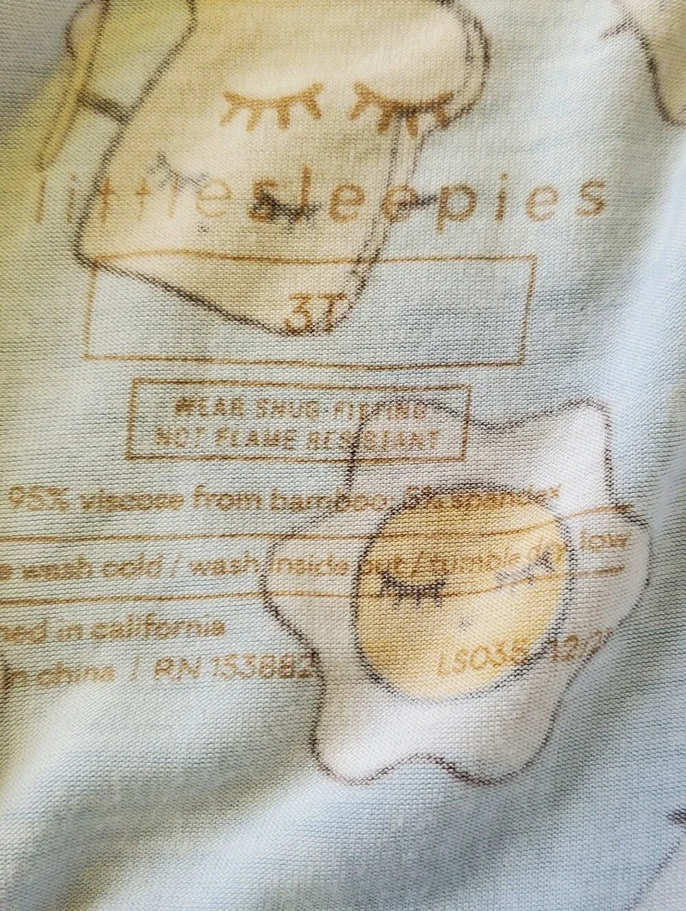 Little Sleepies Blue Breakfast Buddies Zippy Toddler Size 3T